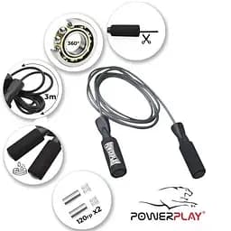 Скакалка швидкісна Power Play 4211 3 м, Black з обтяжувачами - мініатюра 3