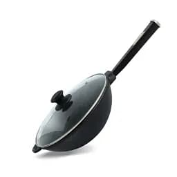 Сковорода Brizoll Wok чавунна зі скляною кришкою 24 см (W24HP1-6) - мініатюра 2