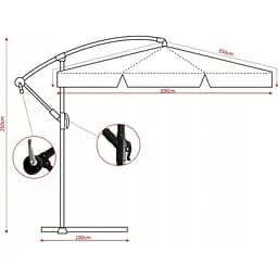 Садова парасоля GardenLine GAO1497 з LED підсвіткою Gray [144768] - мініатюра 11