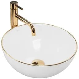 Умивальник Rea Stella white gold edge накладний REA-U7445, Золотий
