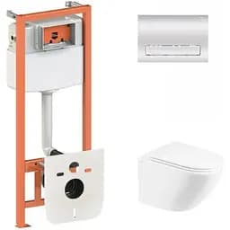 Набір Q-tap Nest 4 в 1 підвісний унітаз Robin Ultra Quiet 490x365x325 + комплект інсталяції QT1333046EUQW45144