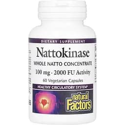 Наттокиназа Natural Factors Nattokinase 100 мг 60 вегетарианских капсул