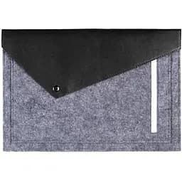 Фетровий чохол кейс конверт Gmakin GM13 для Apple Macbook Air 13.3 і Pro 13.3 з екошкірою чорний