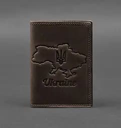 Кожаная обложка для паспорта с картой Украины темно-коричневый Crazy Horse