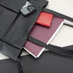 Сумка-шопер шкіряна жіноча чорна Handycover S428 з 2 ручками - мініатюра 6