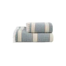 Рушник Lotus Home - Milana muslin lead blue-khaki 80x160 - мініатюра 7
