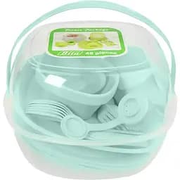 Набір пластикового посуду для пікніка Supretto, м'ятний, 48 предметів (50920004)