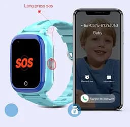 Розумний дитячий годинник Lemfo D16 з 4G SIM-картою, HD відеодзвінками, прослуховуванням та IP67 вологозахистом Синій - мініатюра 6