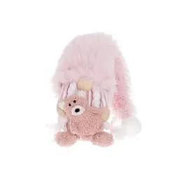 Новорічна м'яка іграшка BonaDi Гном 63 см з ведмедиком Декоративна фігурка Рожева