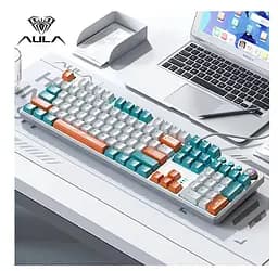 Клавіатура ігрова механічна Aula Mechanical F-2088 PRO Green-White, +10 keys Orange, KRGD Blue - мініатюра 2