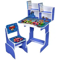 Дитяча парта Bambi N 2071-12-4 Brawl Stars з укр. абеткою та стільчиком блакитна