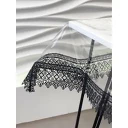 Силіконова скатертина з чорним мереживом 7 см 180х130 см