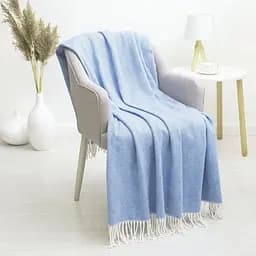 Плед бавовняний Vladi Валенсія Паркет 170х200 біло-сіро-блакитний