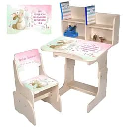 Дитяча парта Bambi N 2071-15-2 Привіт зайченя з укр. абеткою та стільчиком світлий венге