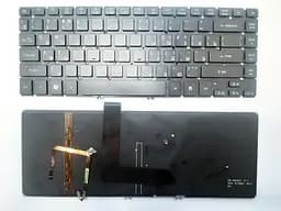 Клавіатура для ноутбуків Acer Aspire M5-481 Series чорна без рамки, з підсвічуванням RU/US
