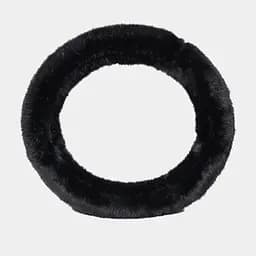 Зимний теплый мехово-плюшевый чехол на руль авто, диаметр 38 см, черного цвета, 1 шт