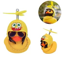 Качка декоративна в шоломі Sponge Bob, жовта уточка для авто з очками та пропелером Red Broken Duck - мініатюра 2
