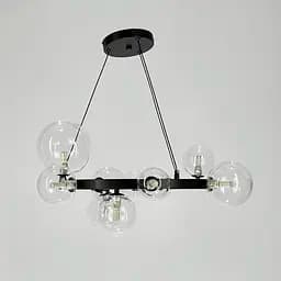 Кольцевая люстра с 10 прозрачными плафонами в черном корпусе Ø 70 см | Ст. AT32/10R BK+CL | Line F