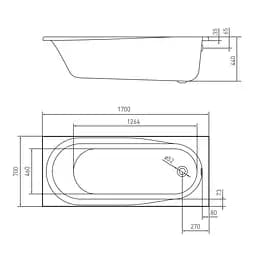 Ванна акрилова Volle Aiva 170x70 TS-1776844, Білий - мініатюра 2