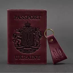 Подарунковий набір шкіряних аксесуарів з українською символікою бордовий - мініатюра 5