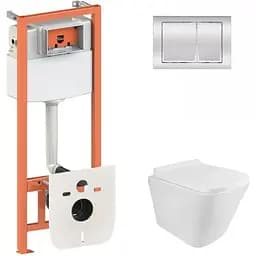 Набір Q-tap інсталяція 3 в 1 Nest QT0133M425 з панеллю змиву квадратною QT0111M06028CRM + унітаз з сидінням Tern QT1733052ERW