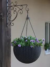 Горщик для рослин Keter Rattan Hanging Sphere з ланцюжками підвісний антрацит 8.6 л - мініатюра 6