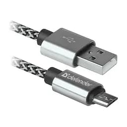 Кабель USB 2.0 AM - microUSB (5P), 1 м, білий, Defender USB08-03T, 2.1A (87803)
