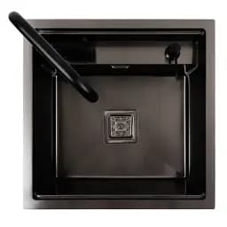 Кухонна мийка Platinum Handmade TZ з нержавіючої сталі одночашева зі змішувачем 50x50x20 см чорна - мініатюра 6