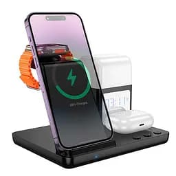 Зарядка Qi HOCO Crown 3-in-1 night light wireless fast charger with clock cq9 |15W| - мініатюра 2