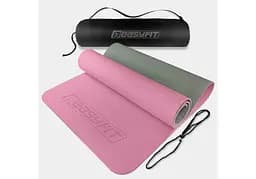 Коврик для йоги и фитнеса EasyFit TPE+TC 6 мм двухслойный розово-серый + чехол (EF-1924s-PKGY)