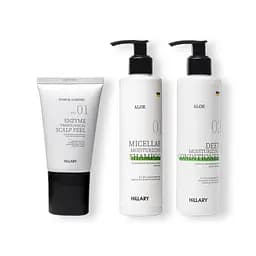 Ензимний пілінг для шкіри голови + Набір для сухого типу волосся Aloe Deep Moisturizing Hillary