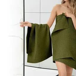 Рушник вафельний Cosas Greek Waffle Avocado 30x30 см, коричнево-зелений - мініатюра 5
