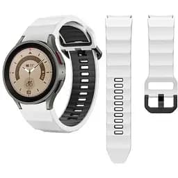 Ремінець для Samsung Galaxy Watch 6 - біло-чорний ширина кріплення 20мм силікон розмір L Watchbands Ribbed (W11-6WB6154654)