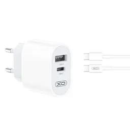Мережевий зарядний пристрій XO L97 A+C dual port Home charger with Type-c cable Білий - мініатюра 4