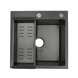 Кухонна мийка Gappo GS5050-6 накладна 500x500 мм, нержавіюча сталь, поверхня PVD, Чорний - мініатюра 2
