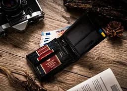 Чоловічий шкіряний портмоне в подарунковій упаковці Peterson 12х9,5х2,5 см acs0029551 - мініатюра 6