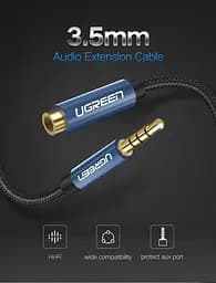 Кабель Ugreen AV118 3.5 mm Male to 3.5 mm Female 1.5 м Blue (40674) - мініатюра 2