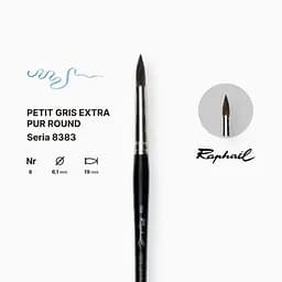 Пензель білка кругла Raphael Petit Gris Extra Pur, №8, професійний, коротка ручка - мініатюра 2