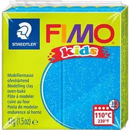 Пластика Fimo kids Голубая с блестками 42 г  