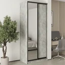 Шкаф-купе двухдверный MebelStar Стандарт BG ДСП/Зеркало 100x45x240 см Бетон (MBS-10129)