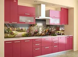 Кухонний фартух Кам'яний Міст для кухні наклейка село краєвид Річка Зелений 65х250 см Happy Pocket Z180481 - мініатюра 4