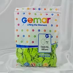 Надувні повітряні кульки Gemar 26 см (10") 100 шт наповнення повітрям або гелієм матові Салатовий - мініатюра 3