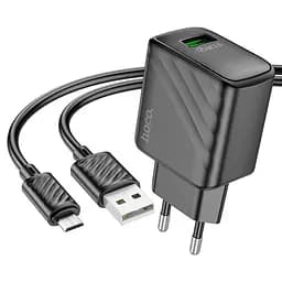 Сетевое зарядное устройство с кабелем Hoco CS21A Rich single port QC3. 0 charger set(Micro)(EU) черный