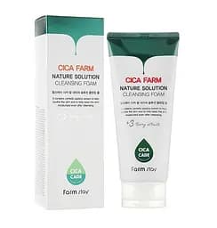 Очищающая пенка для чувствительной кожи лица с центеллой Сica farm nature solution cleansing foam FarmStay 180 мл