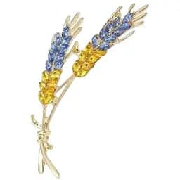 Брошь Колосья пшеницы колоски брошь-булавка символ Украины желто-голубая