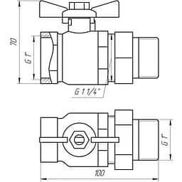 Кран кульовий прямий з американкою Arco 1″ Sena 154105 - мініатюра 2