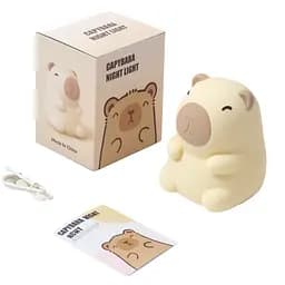 Нічник силіконовий Капібара CAPYBARA з LED підсвічуванням 7 кольорів сенсор керування акумулятор 1200 мАг (6901560892620) - мініатюра 2