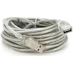 Дата кабель USB 2.0 AM/AF 10.0m ferrite transparent white Voltronic (YT-AM/AF-10TBL)