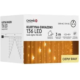 Гирлянда Chomik Штора зірки 136 LED теплий білий, 3 м, від мережі (5900779880030)