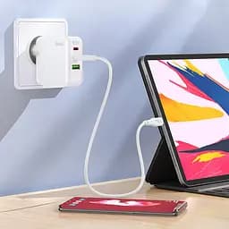 МЗП Hoco C115A Header PD65W+QC3.0 (1USB-A/2C) White - мініатюра 7